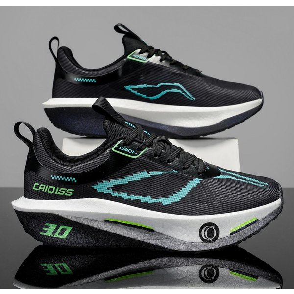Zapatillas Para Correr Placa De Carbono MaratóN Hombres Deportes Transpirables Ligeras Mujeres CóModas Deportivas Antideslizantes Zapatillas Casuales 43 Negro-image