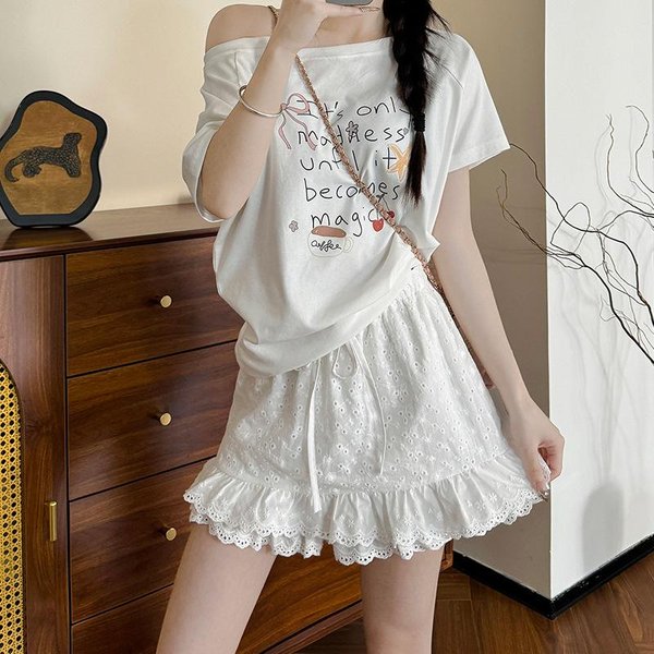 Falda De Encaje Blanco Para Mujer En Verano Nuevo Estilo Falda Estilo Slim Y Dulce Falda PequeñA Estilo Ballet Pantalones XL Blanco-image
