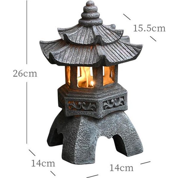 Linterna Pagoda Zen De EnergíA Solar Estatua JardíN Chino DecoracióN Patio Palacio Resina EcolóGica LáMpara Solar Adorno Exterior Interior B-image