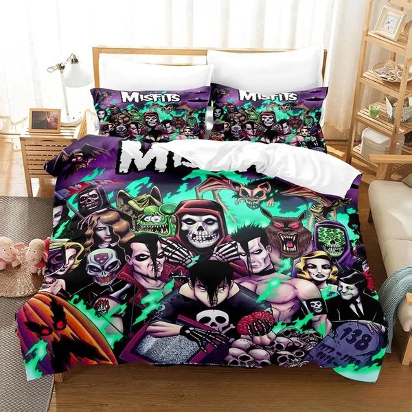 ImpresióN 3D The Misfits Glenn Danzig Juego De Cama NiñOs NiñAs TamañO Twin Queen King Funda NóRdica Funda De Almohada Cama NiñOs Adultos EU Single(135X200Cm)-image