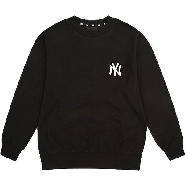 MLB New York Yankees Bluza Z DłUgim RęKawem LuźNy KróJ Logo Sportowa Codzienna OkrąGłY Dekolt Bluza Unisex Czarna 31MT01941-50L S Black-image