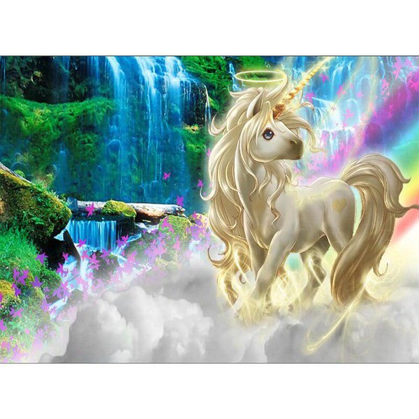 Kits De Punto De Cruz Gratis Con Pintura De Diamantes, Mosaico Bordado, Punto De Cruz, Imagen De Unicornio, DecoracióN Del Hogar 20X30CM-image