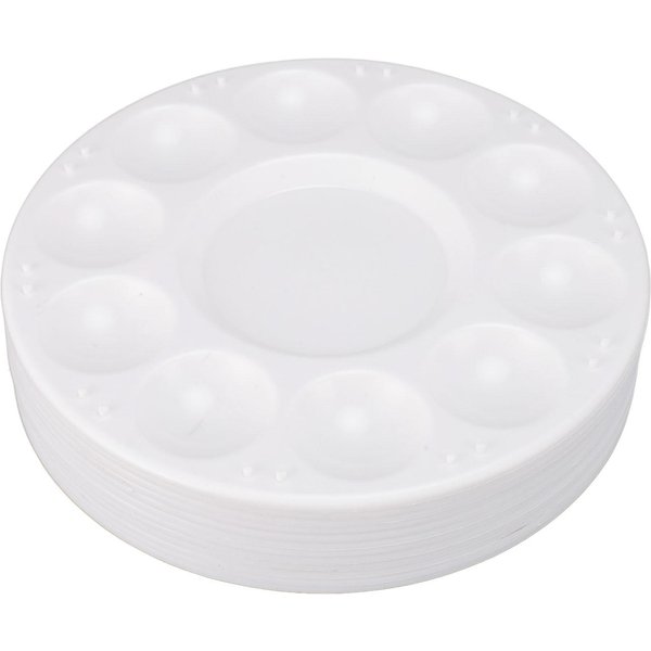 12 Piezas Bandejas De Pintura Paletas 10 Cavidades Redonda Bandeja De Pintura PláStico Paleta De Pintura Paleta De Pintura Para NiñOs White-image