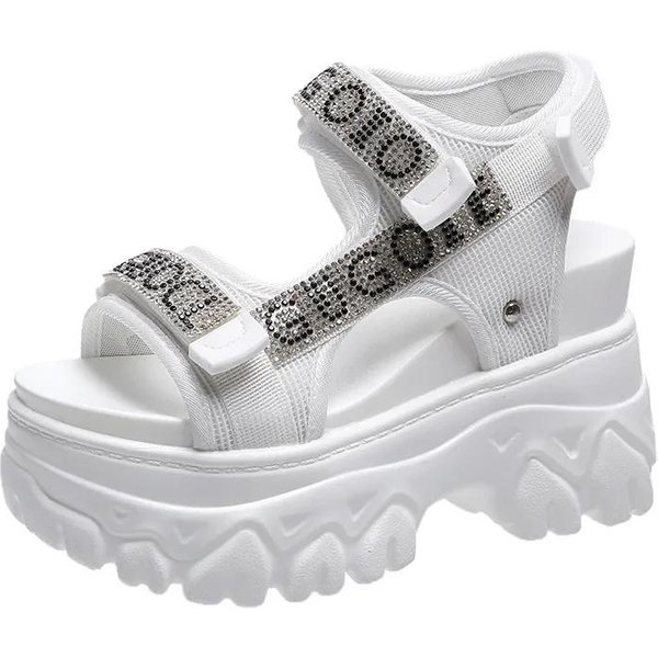 Sandalias De TacóN Alto Sexis Con Punta Abierta, Sandalias Gruesas Para Mujer, Zapatos De Plataforma Con CuñA Aumentada, Sandalia De Playa De Verano Para Mujer 37-image