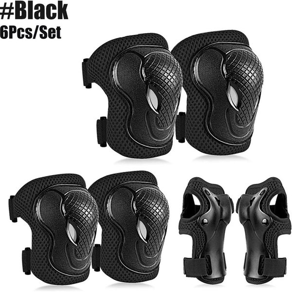 Juego De 6 Piezas De Rodilleras, Coderas Y MuñEqueras Protectoras Para NiñOs Para Patinaje Sobre Ruedas, Ciclismo, Patineta, Scooter S Negro-image