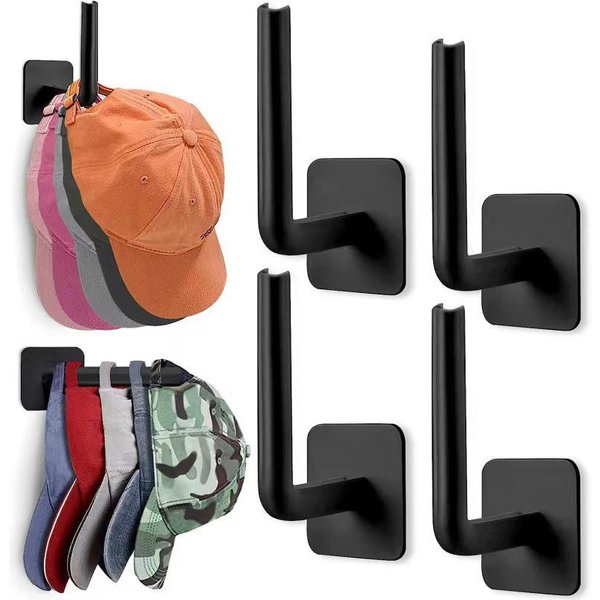 4 Piezas De Soporte Para Gorras, Perchero Para Gorras De BéIsbol, Ganchos Adhesivos Para Colgar Gorras En La Pared, Organizador De ExhibicióN De Gorras Sin Perforaciones-image