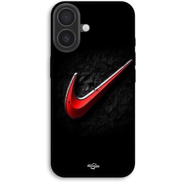 Coque De TéLéPhone - Maniacase - Iphone 16 - Silicone Tpu - Souple - Nike Logo Rouge Czarny-image
