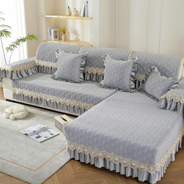Pokrowiec Na Sofę W Stylu Europejskim Na KażDą Porę Roku, AntypośLizgowy Pokrowiec Na Sofę All-Inclusive, Prosty Pokrowiec Na Poduszkę Z Tkaniny Na Sofę 80*80Cm+Skirt18Cm-image