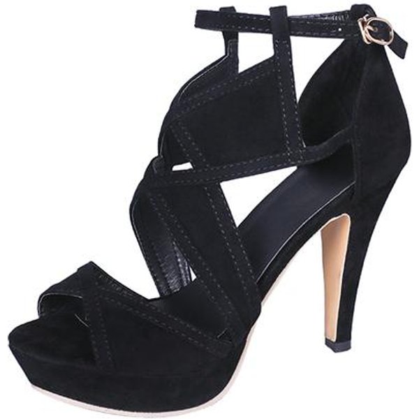 Wysokie Obcasy Damskie SandałY Na Platformie Lato Czarne Seksowne Szpilki Odkryte Palce Nowoczesne Buty 10 .5 Cm WycięCie Klamra Buty Do TańCa 42 Black-image