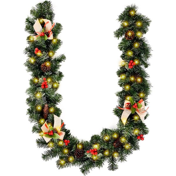 8,8FT Girlanda śWiąTeczna Z 50 Diodami Led, 8 TrybóW śWiecenia, Zasilana Bateriami, WisząCa Girlanda WesołYch ŚWiąT 2.7M-image