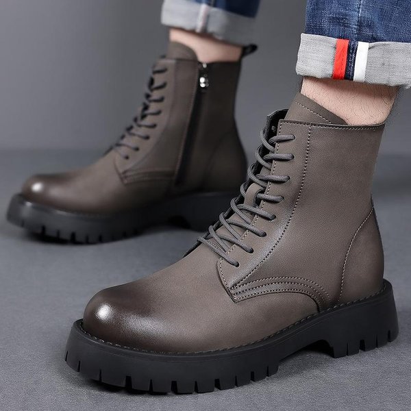 Botas Martin Para Hombre Moda Estilo BritáNico Zapatos Para Hombre Botines Cortos Con Suela Gruesa Y Altura Aumentada Botas De Moda Personalizadas Botas Casuales De Trabajo 44 Black-image