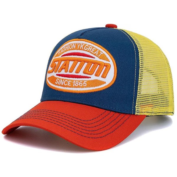 Unisex Czapka Z Daszkiem Klasyczna Czapka Siatkowa Z Wzorem Liter Stacji MężCzyźNi I Kobiety OddychająCa Streetwear Letnia Czapka Trucker 56Cm-60Cm Blue-image