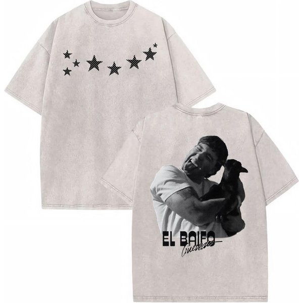 Rapper Quevedo EL Baifo 2026 Camisetas Vintage Lavadas Unisex Mujer Harajuku Hip Hop Street Camisetas Tops De Verano Camiseta Con Cuello Redondo 2XL White-image