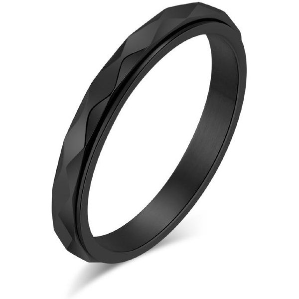 Zimny Neutralny Styl PierśCień Na Ogon Ze Stali Tytanowej W KształCie Diamentu, Obrotowy, Dekompresyjny, Funkcjonalność PierśCienia No. 8 Black-image