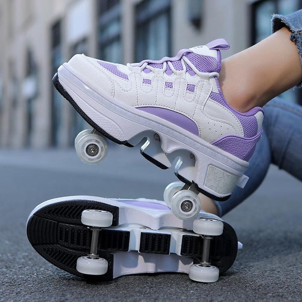 Patinaje Sobre Ruedas Para Adolescentes, Nuevos Zapatos De DeformacióN, Patines De Cuatro Ruedas De Doble PropóSito, Zapatos De Doble Rueda Para Correr, Patines De Ruedas Para Caminar 43-image
