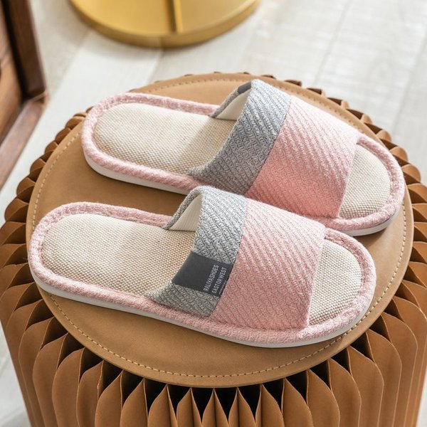 MęSkie Kapcie Domowe Kordowe PłAskie Buty PodłOgowe Komfortowe AntypośLizgowe Domowe Lniane Kapcie Unisex Damskie MęSkie Domowe BawełNiane Klapki Zapatos 36 Gray-image