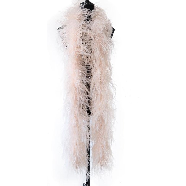 Boa De Plumas De Avestruz De 6 Capas Blanco Natural Plumas Chal Boas De Avestruz Para DecoracióN Superior De Vestido De Novia Personalizado Plumas 6Ply 0.5M Champagne-image