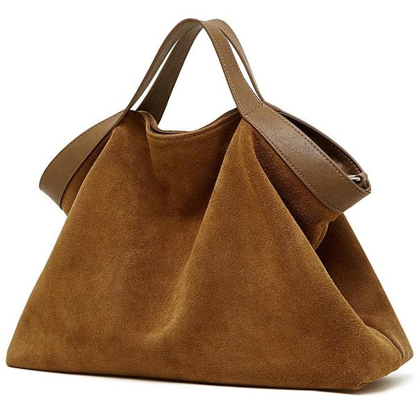 Burminsa Oryginalna SkóRzana Zamszowa Torba Hobo Dla Kobiet DużA LuźNa Na Ramię Crossbody Tote Vintage Torba Do Pracy BrąZowy-image