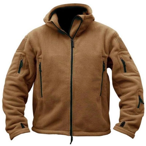 MęSka Taktyczna Kurtka Polarowa Zimowa CiepłA, Zapinana Na Zamek, Bluza Wojskowa Z Wieloma Kieszeniami, Kurtka Turystyczna, MyśLiwska, Outdoorowa XL Black-image