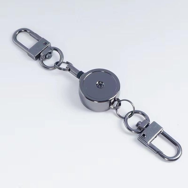Portallaves RetráCtil Para Insignia Portainsignia Carrete Insignia Antirrobo Metal Hebilla De Cuerda De FáCil ExtraccióN Llavero EláStico Anilla Para Llaves Accesorios Negro-image