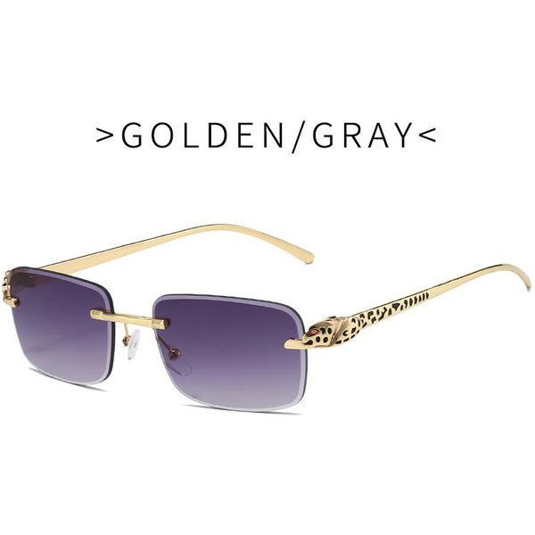 Okulary PrzeciwsłOneczne Bez Oprawek UV400 Modne Kwadratowe Metalowe Okulary Dla MężCzyzn Kobiet Designerskie MęSkie Okulary PrzeciwsłOneczne Do UżYtku ZewnęTrznego Gray-image