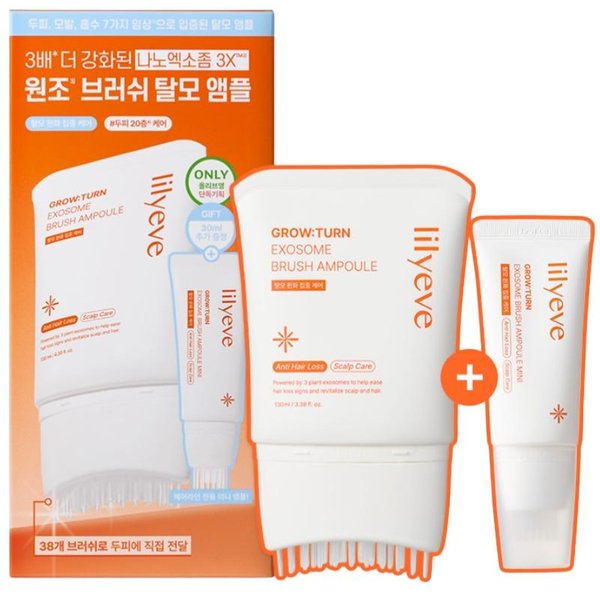 lilyeve Set De Ampolla Con Cepillo Growturn Exosome 130Ml (100 Ml + 30 Ml) – SéRum Para El Cuidado Del Cuero Cabelludo Y El Crecimiento Del Cabello 130 Ml + 30 Ml White-image