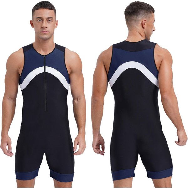 MęSki Kostium KąPielowy JednoczęśCiowy Kombinezon Shorty Wetsuit Kostium KąPielowy Sportowy StróJ KąPielowy 4XL-image