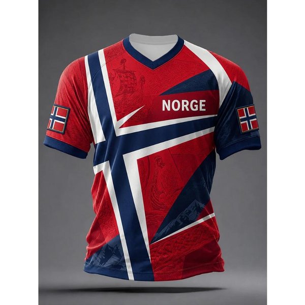 Estilo Retro Vikingo NóRdico 2026 Camiseta De Aficionado Noruega Casual FúTbol Manga Corta Para Hombre Transpirable Secado RáPido Suave M-image