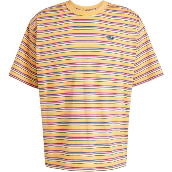 Camiseta Adidas Originals De Rayas Moda VersáTil Cuello Redondo Manga Corta Tops Para Hombre Amarillo Rosa Verde Detective KB8356 L Gray-image