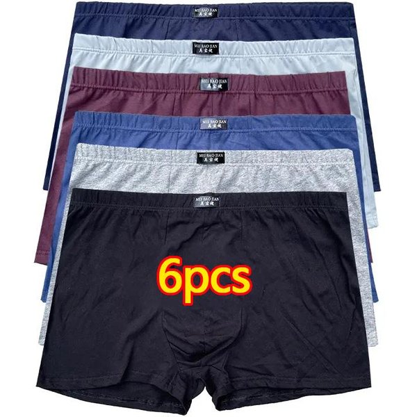 6PCS Ropa Interior Para Hombres, Calzoncillos Tipo BóXer De AlgodóN Transpirables Y Absorbentes Del Sudor, Para Mediana Edad Y Ancianos, Calzoncillos Tipo BóXer Sueltos Para Papá De Gran TamañO 2XL Gray-image