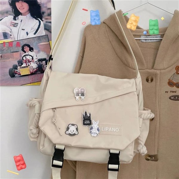 Bolso Lindo, Mochila Escolar Kawaii, Bolso Mensajero, Bolso Bandolera Anime, Bolso De Hombro Tote Con Colgante Gray-image
