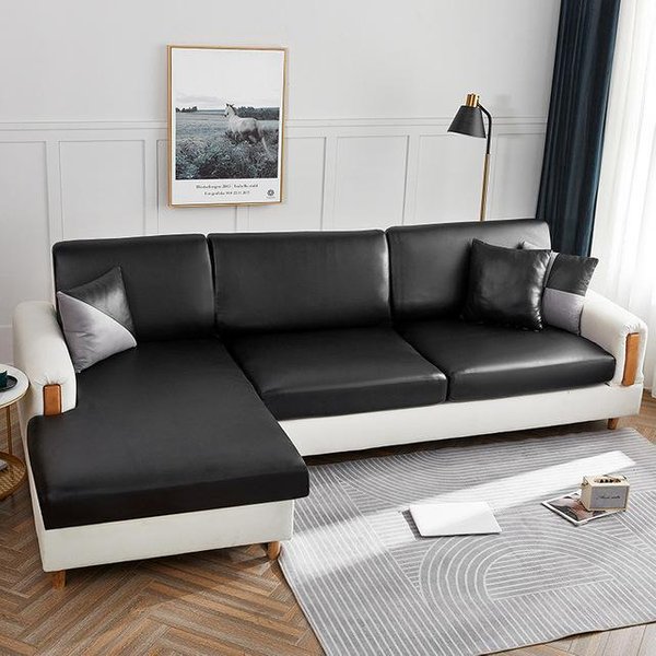 Wodoodporny Pokrowiec Na Poduszkę Siedziska Sofy Dla Sofy 3-Osobowej W KształCie L Salon Ochraniacz Ze SkóRy PU Elastyczny Zdejmowany Pokrowiec MożLiwy Do Prania Back Cushion Cover-image