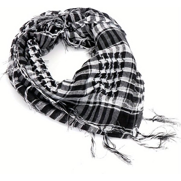Bufanda Hijab TáCtica Militar Desierto PañUelo MusulmáN PañUelo IsláMico Keffiyeh ÁRabe Para Cabeza Cuello Envoltura Para Hombres Y Mujeres 95X95Cm Gray-image