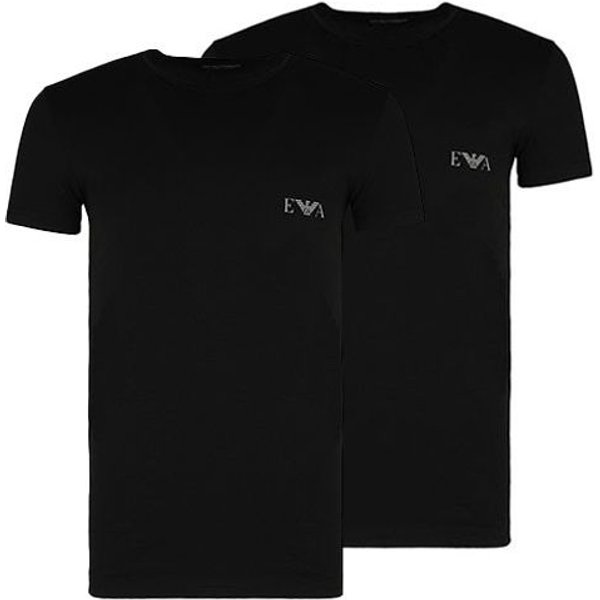 Camiseta De Manga Corta Con Cuello Redondo Y Estampado De Logo SóLido Emporio Armani Pack De 2 Tops Para Hombre Negro 111670-1P715-07320 S Black-image