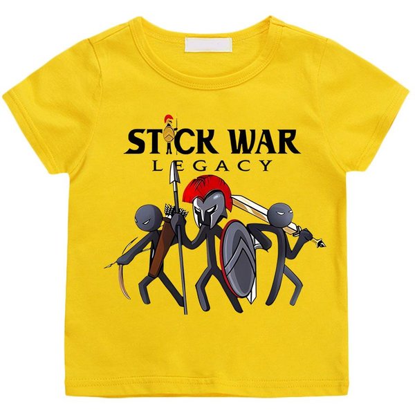 Hot Game Stick War Cartoon Graphic T-Shirt DziecięCy Dziewczynki Cartoon KróTki RęKaw Ubrania ChłOpcy Streetwear MięKkie Koszulki T-Shirt 120 żółTy-image