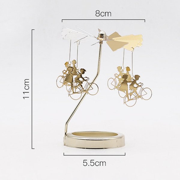 Candelabro Giratorio De Metal Con Forma De Carrusel Para Velas De Té, Mesa Giratoria, Molino De Viento, DecoracióN, Elegante Candelabro Para El Hogar.-image