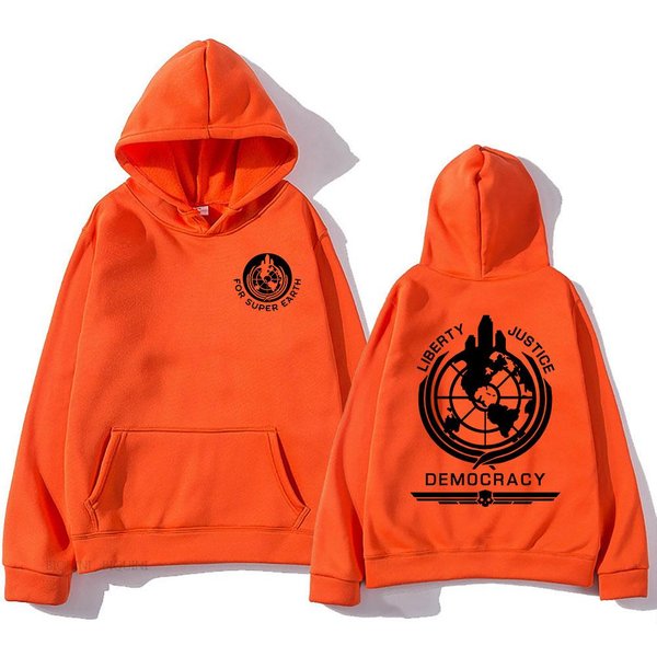 Bluza Z Kapturem Helldivers Wygodna Bluza Z Kapturem I DłUgim RęKawem MęSka/Damska Na Jesień/Zimę Odzież Casualowa Bluza Z Kapturem Z Nadrukiem Graficznym XS Red-image