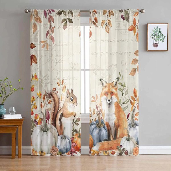 Cortinas Transparentes De Hojas De Arce CaíDas De OtoñO Para DecoracióN De Dormitorio Sala De Estar Cortina De Ventana Cocina Tul Voile Organza Cortinas W135 X H185Cm X1&Grommet Top-image