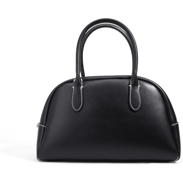 Bolso De Hombro Estilo Nicho DiseñO Bolso De Mano Cuero Mujer Textura Simple Viajero Bolso De Mano Boston Negro-image