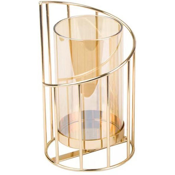 ŚWiecznik Galwanizowany ZłOty Romantyczny Obrotowy ŚWiecznik Do Domu Na PrzyjęCie ŚLub 20Cm/7.9In Beige-image