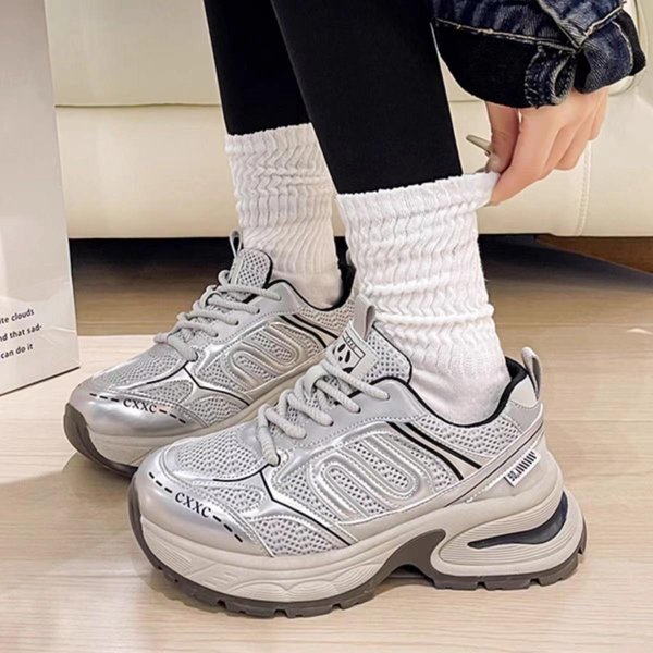 Zapatillas Deportivas Retro Para NiñOs Primavera Y OtoñO Nuevas Ins Tendencia VersáTiles Transpirables Deporte Y Ocio Zapatillas De Papá 40 Plata-image