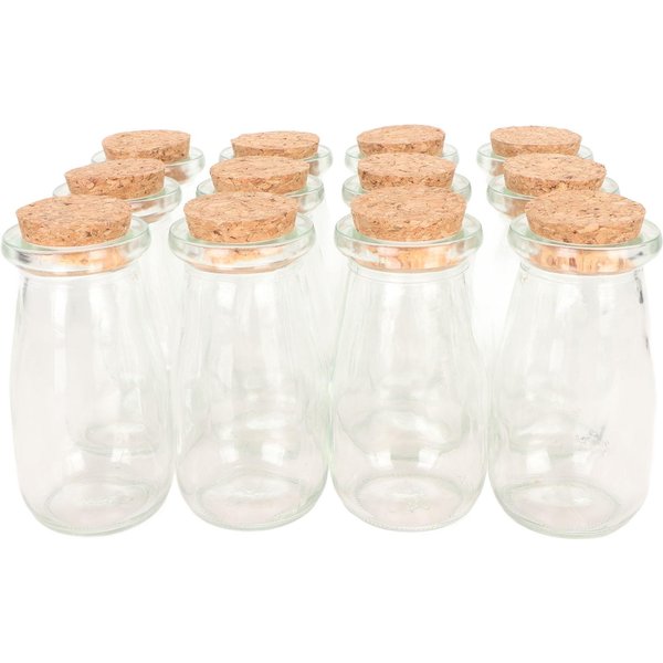 12 Piezas Botellas De Vidrio PequeñAs Tarros Transparentes Con Tapones De Corcho De Madera Tarros De Vidrio Vintage DIY-image