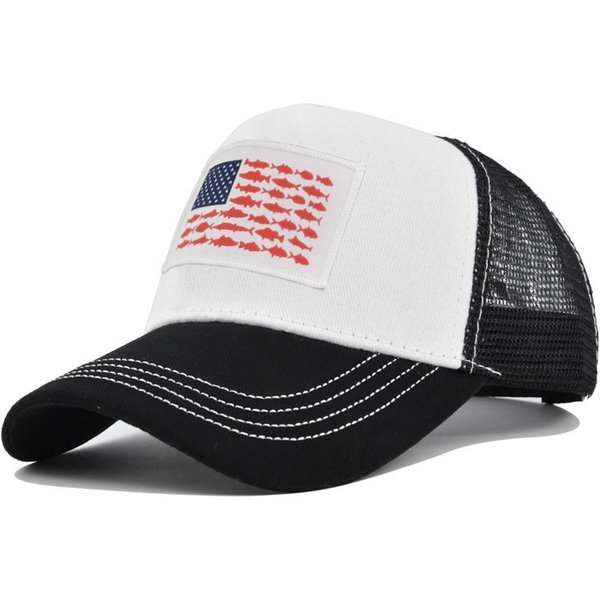 Vintage AmerykańSka Flaga Siatkowa Czapka Baseballowa Dla MężCzyzn Kobiet Snapback Wygodna Regulowana Modna Hip Hop Outdoor Czapka Ochrona Przed SłOńCem 54-60Cm White-image
