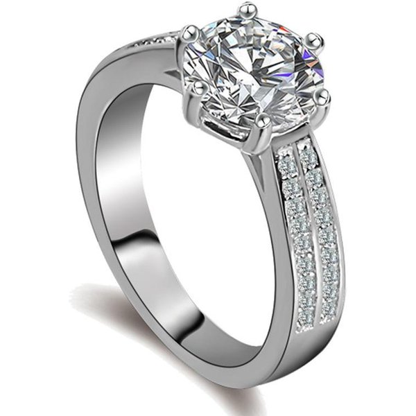 Anillo De Diamante Anillo De Boda Para Mujer Diamante De Alta Pureza Seis Garras Anillo De Circonita Incrustada No. 10-image