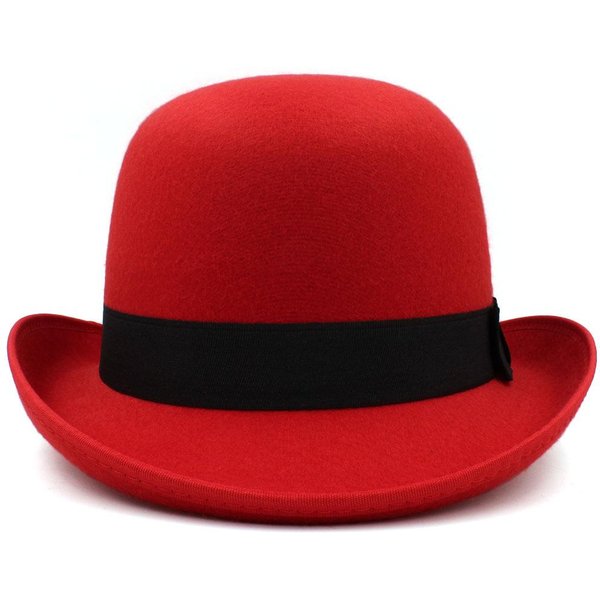 Nuevo Sombrero MáGico De OtoñO E Invierno Para Mujer Ala Ancha Sombrero De Copa De Lana Sombrero De Jazz BritáNico Para Hombre Invierno Color SóLido Sombrero De Fieltro Average Size Red-image