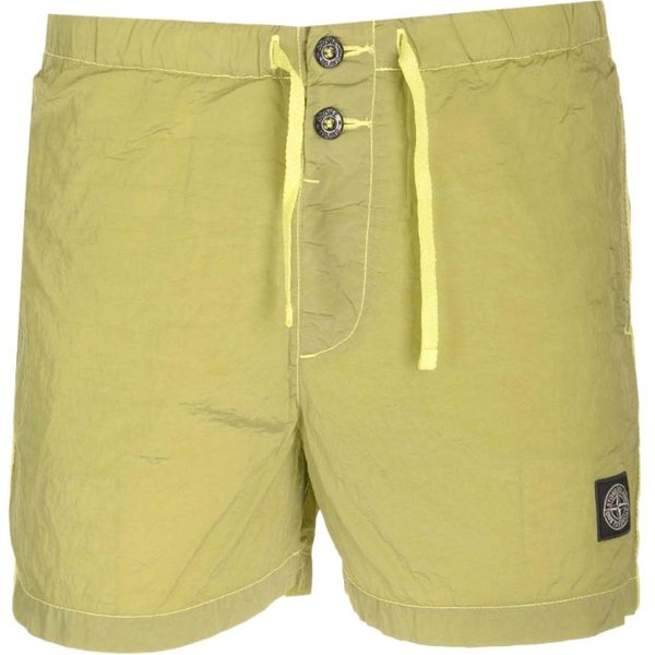 Stone Island Color SóLido Cremallera Logo Pierna Recta Shorts Casuales Pantalones Cortos Hombre Verde 8015B0643-V0031 L Beige-image
