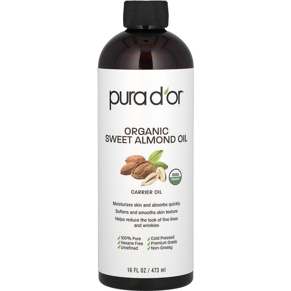 Pura D'or, Organiczny Olej Ze SłOdkich MigdałóW, 473 Ml (16 Uncji PłYnu) White-image