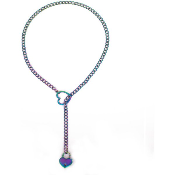 Collar De Cadena Deslizante Con Candado De CorazóN Cadenas De Amor Gargantilla Candado Collar Para Mujer JoyeríA Punk GóTica Accesorios EstéTicos GóTicos 32In Gray-image