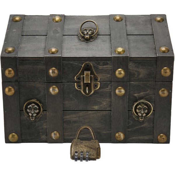 Cofres De Madera Para Tesoros, Caja De Madera Vintage Hecha A Mano Con Mini Cerradura De Metal Para Guardar-image