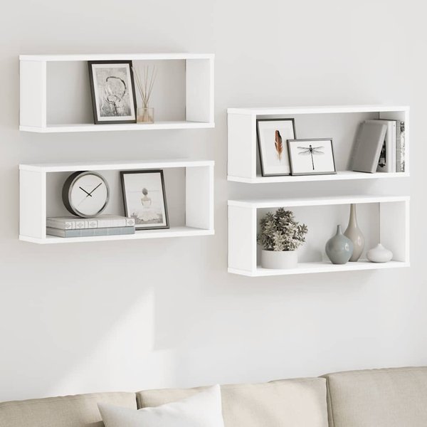 Vidaxl EstanteríAs De Pared Cubos, 4 Piezas, Blancas, 60X15X23 Cm-image
